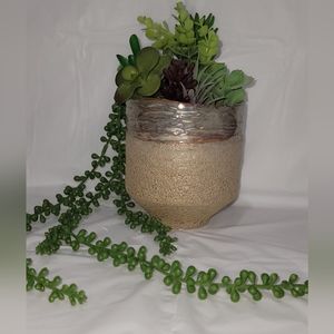 Faux Succulent pot with hanging vines